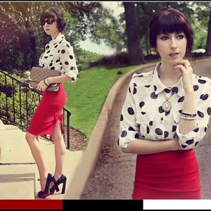 Sexy red pencil skirt